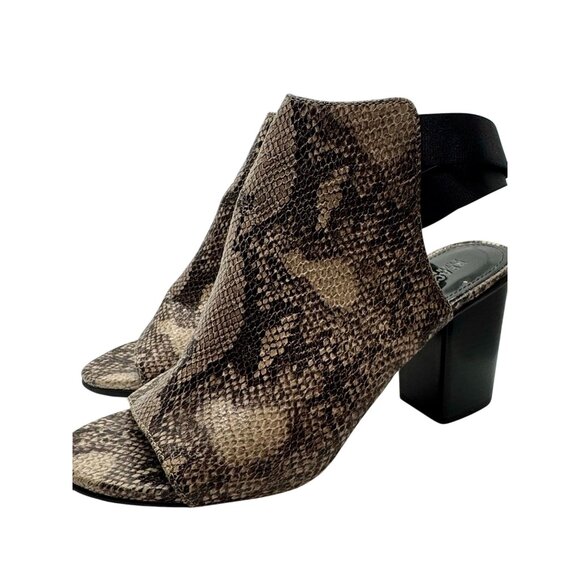 Kenneth Cole Reaction Fridah Fly 8.5 M Snake Print Peep-Toe Sandals With 3.5" He - Picture 1 of 5
